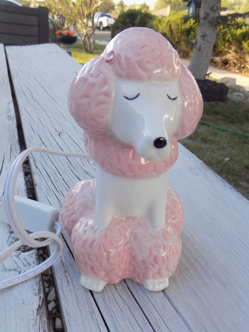 POODLE LAMP Pink White Has CHIP